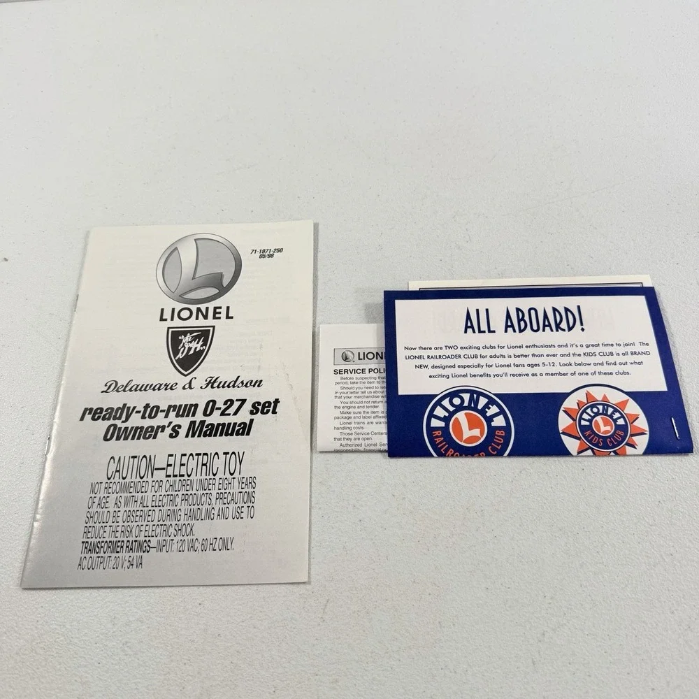 Lionel‎ Delaware & Hudson Ready To Run 0-27 Set Owner's Manual 71-1971-250